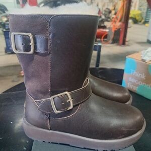 UGG Dark Brown Kids Boots with Buckle